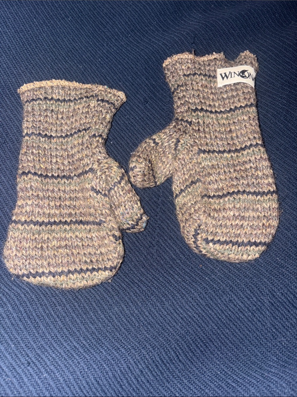 🔥5 FOR $25🔥 Winona Knitted Brown Multi-Stripe Women's Mittens